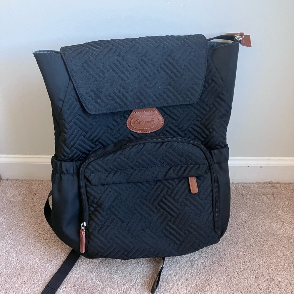 Chic Black and Brown Baby Bag with Spacious Interior